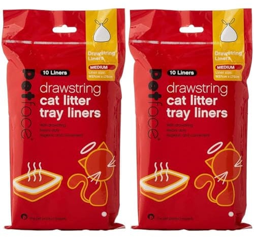Petface Drawstring Cat Litter Tray Liner, Medium (Pack of 20),Packaging may vary