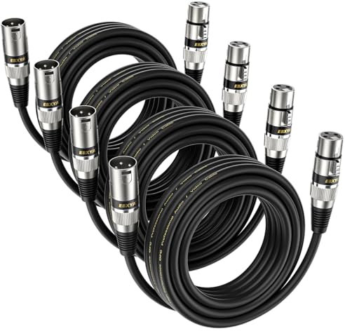 EBXYA XLR Cable Microphone Cable 5M 4 Packs Balanced Male to Female XLR Patch Cables for PA System, Studio Recorder, Amplifier, Mixer
