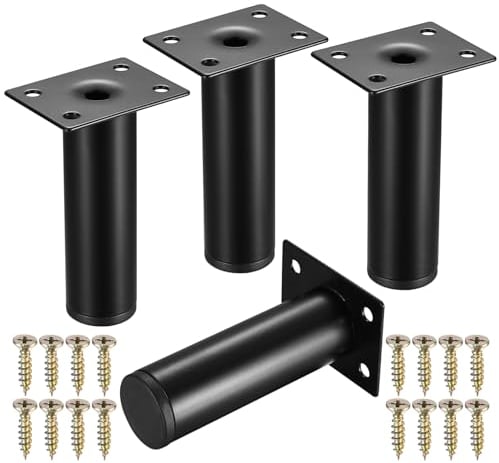 4 Pcs Adjustable Furniture Legs, 4/10cm Metal Cabinet Feet, Sofa Replacement Support for Kitchen Cupboard Table Chair Desk