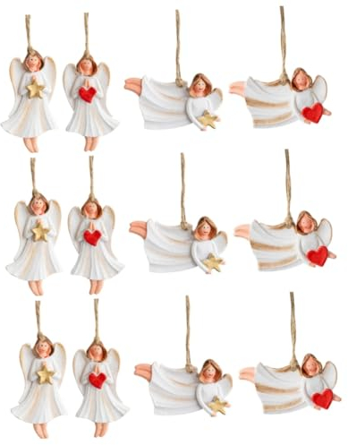 PRETYZOOM 12 Stk Weihnachtsengel-anhänger Weihnachtsbaum Anhänger Hängendes Dekor Weihnachtsbaumspitzen Valentinstag Hängende Verzierung Amerikanischer Stil Kleiner Anhänger Weiß Harz