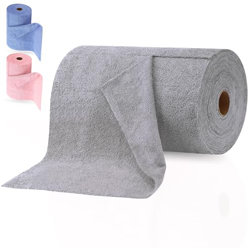 MOMIMAR Rollo de Bayetas Microfibra 25x25 cm (20 Unidades) para Cocina, Limpieza, Balletas, Rollo Cocina, Balleta Profesional PVA Micro, Secado Eficiente en Superficies (Gris)