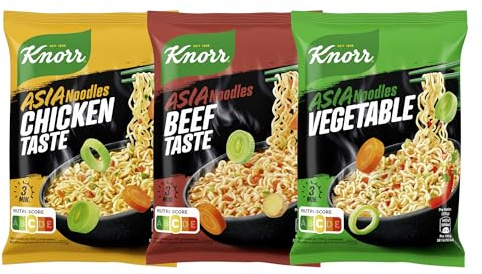Knorr Instant Nudeln Asia Noodles Mix schneller Asia Snack fertig in nur 3 Minuten 55x 70 g