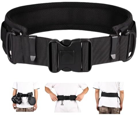 BOLLUMA Universal Camera Waist Belt for Outdoor Photographer, Multi-Function Waistband Adjustable Strap Holder Holster with D-Rings Compatible for Nikon Canon Sony Pentax Olympus DSLR Camera Tripod