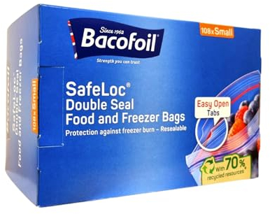 Bacofoil SafeLoc Double Seal Food and Freezer Bags – 108 x Small Safeloc Bags