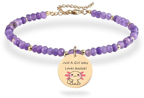 Melix Home Axolotl Geschenke Armband Cartoon Kawaii Zeug für Fans Teenager Mädchen Frauen Geburtstagsgeschenk Naturstein Armbänder