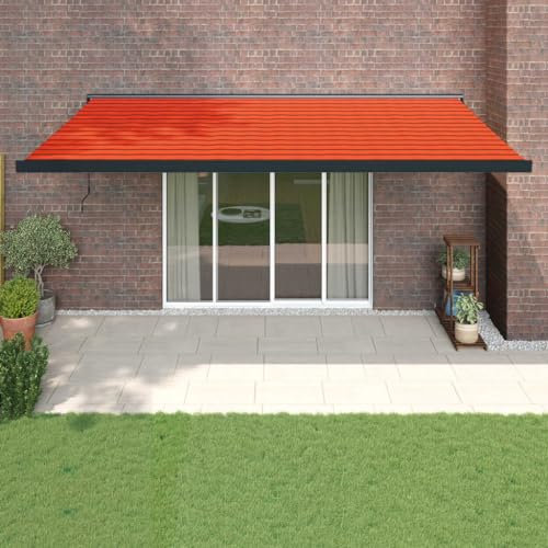 Festnight Elektrische Gelenkarmmarkise 5x3 m Markise Gelenkmarkise Terrassenmarkise Klemmmarkise Sonnenmarkise Balkonmarkise wasserabweisend Alu/Polyester Orange und Braun