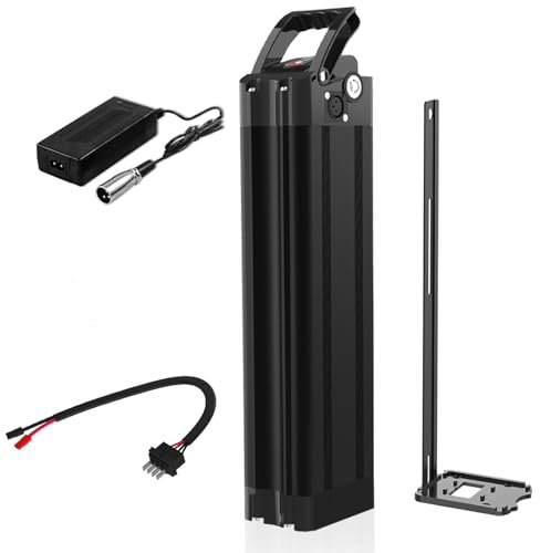 (Almacén alemán) Batería de Litio para Bicicleta Eléctrica, 36V 15A 4 Pines, 200W 300W 400W 500W 600W 700W, con Cargador y Puerto USB (Negro-YM04-36V15A (BMS:25A))