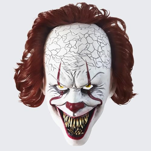 BUOAZR Scary Latex Maske, Horror Voller Kopf Latex Cosplay Maske, ideal für Halloween, Karneval, Motto- & Grusel-Party