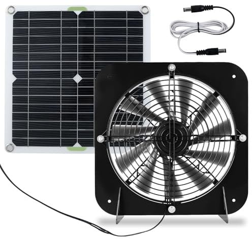 Solar Panel Fan Kit 10inch 100W Waterproof Solar Powered Exhaust Fan 3000rpm Auto Cooling Chicken Coop Solar Camping Fan for Pet House Dog Kennel Greenhouse Garage 