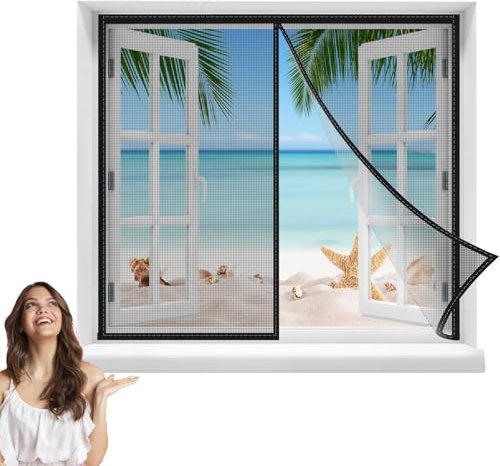 Zanzariera Magnetica Finestra 70x140cm Senza Foratura Zanzariera Oscurante Anti Insetto Mosca Zanzara Porte Balcone Porte Scorrevoli Nero