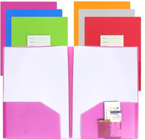 Schnellhefter A4, 12 Stück Bunt Schnellhefter Plastik Stabil, Plastik Hefter Schnellhefter mit Namensschild und Einstecktasche Transluzent Heftschoner für Büro Schule(6 Farben)