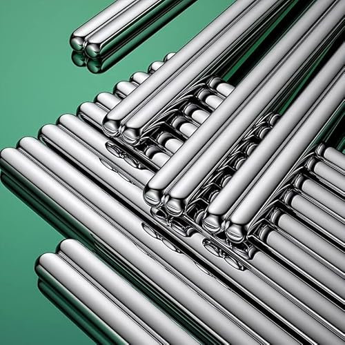 CAFIEDR 5 Pares de Palillos Chinos de Acero Inoxidable 304, Palillos Chinos Reutilizables, Palillos Chinos de Metal, Palillos Chinos para Sushi