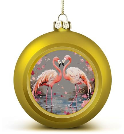 Boule de Noël flamants roses et fleurs de 4,1 cm – Boules de Noël scintillantes à suspendre pour sapin de Noël – Boules décoratives pour sapin de Noël