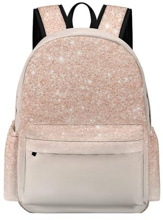 JZemdybill Zaino, zaino in finto glitter oro rosa, zaino casual per attività all'aperto, sport, viaggi, Finto glitter oro rosa., 42x30x15cm