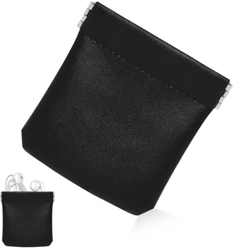 EuAcesry Porte Monnaie Homme Femme, Petit Mini Porte-Monnaie Cuir, Squeeze Changer de Titulaire Portefeuille de Carte de Crédit, Compartiments pour Billets et Cartes - Noir