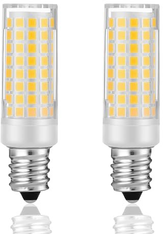 KUNKA Ampoule LED E12 5W, 50W Équivalent, ampoule halogène E12,AC220V-240V pour, hotte aspirante, machine à coudre, lampes de table, appliques murales, plafonniers (Blanc Chaud 3000K, 2 Pièces)