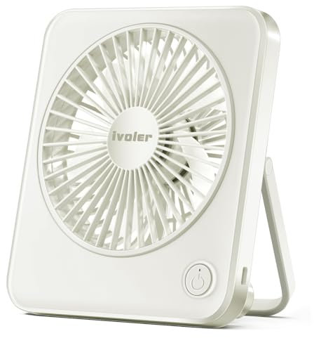 ivoler Ventilador Portátil, Ventilador USB Silencioso de Mesa Potente Fan con 3 Velocidades Ajustable, Ventilador Pequeño para Hogar Oficina o Viaje - Blanco