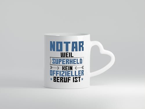 Superheld Notar | Jurist | - Herzhenkel Tasse - Kaffeetasse/Geschenk/Familie