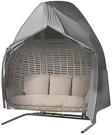 MEKOTRIN Egg Chair Cover, Outdoor Double Egg Chair Cover Waterproof 420D Oxford Fabric Windproof for Hanging Swing Chair with Zipper&Drawstring 230x200cm Grey for Garden Furniture