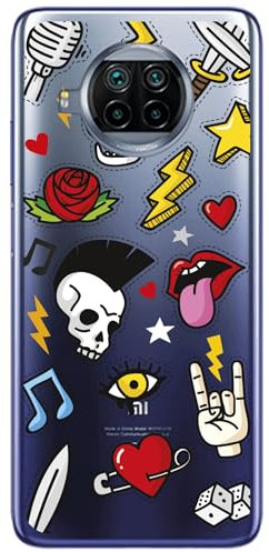 Custodia compatibile Xiaomi Mi 10T Lite - Design Punk con teschio fulmine mano - Cover in silicone TPU flessibile trasparente