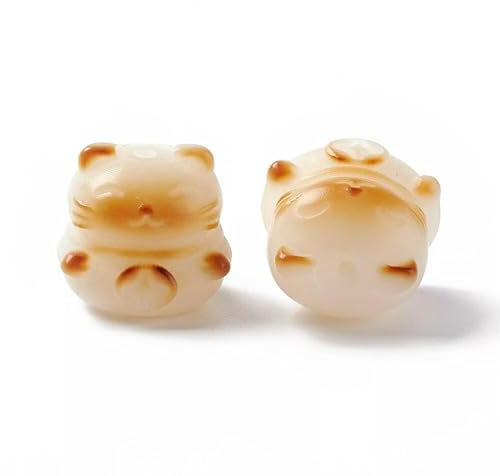 Lot de 20 Perles en Bois Bodhi Naturel en Forme de Chat, Teintes Chocolat, 12 mm, espaceurs Libres