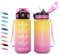 Bouteille 500ml, Gourde Enfant avec Paille, Motivation Bouteille Marqueur de Temps, Facile à Transporter, Étanche & Réutilisable, Gourde Graduée pour Enfant, l'École, Bureau, Randonnée, Fitness