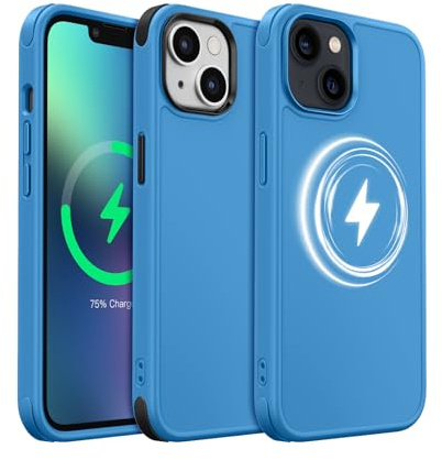 MobNano for iPhone 13/14 Case, Compatible with MagSafe, Frosted Matte Shockproof Case, 2 Replaceable Colour Styles, Anti-Scratch Bumper Slim Fit Protection iPhone 13/14 Cover - Navy Blue