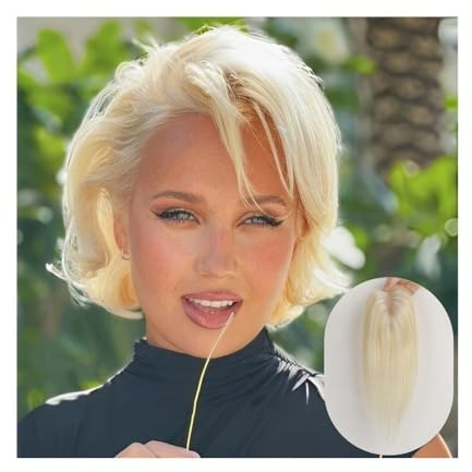 Körperpflege 12 Inch Hair Toppers Light Blonde Middle Part Hair Piece for Women 3.5×4 Silk Base Clip in Remy Hair Toppers Haarverlängerungen