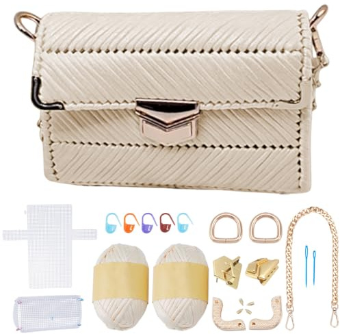 FREEBLOSS DIY Handgefertigtes Stricktaschen Set Netz Kunststoff Canvas Blätter Für Die Taschenherstellung Basteln Handtaschen Zubehör Zum Sticken