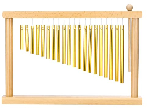 sourcing map 20 Note Chime Bar Table Top Wind Chimes Music Percussion Instrument with Mallet for Relaxing Meditation Office Decoration (Gold Tone)