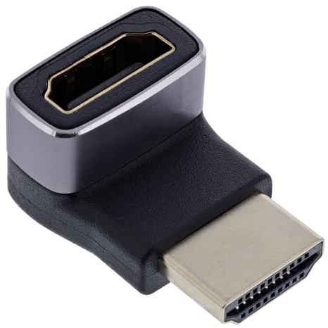 InLine HDMI Adapter A Stecker auf A Buchse, 90 Grad gewinkelt Oben, 8K UHD, Vergoldete Kontakte, Aluminiumgehäuse, für Anschluss und Verlängerung von HDMI Kabeln, 17991G