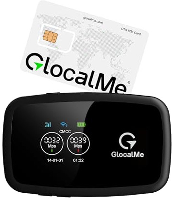 GlocalMe C4 Portable WiFi Router wit 15GB EU Data SIM Card | Plug and Play, High-speed WiFi 6 Router, 3700mAh 14hr Battery Life, Pocket WiFi for Travel & Caravan Use
