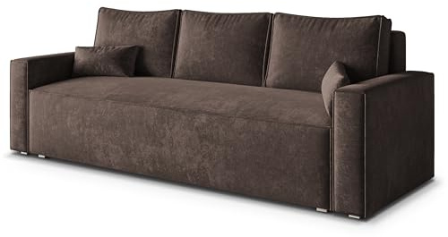 Masseno Sofa MENI LM mit Schlaffunktion, Sofa mit Bettkasten, Wohnzimmersofa, Couch, Soffa, Bettsofa, Couchgarnitur- Braun, LUMO 40