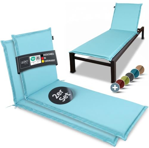 LILENO HOME Sonnenliege Auflage als [2er Set - Rollliege] in Aqua | Gartenliegen Auflage perfekt für Strandliege - Polster für Gartenliege (188x60x5cm) MIA