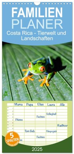 Familienplaner 2025 - Costa Rica - Tierwelt und Landschaften mit 5 Spalten (Wandkalender, 21 cm x 45 cm), CALVENDO