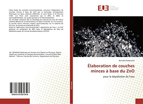 Élaboration de couches minces à base du ZnO: pour la dépollution de l’eau