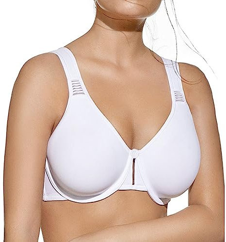 Selene, Reggiseno Contenitivo Donna con Spalline Larghe Comfort e Ferretto, Senza Imbottitura, Collezione Lorea, Colore Bianco, Taglia 3C