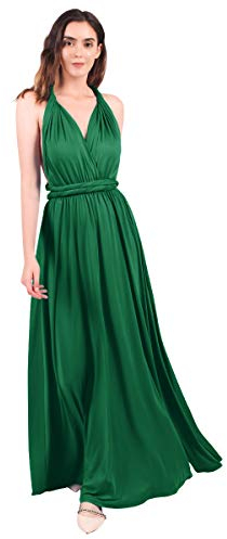 FYMNSI Damen Multiway Lange Abendkleid Hochzeit Brautjungfernkleid Bodenlang Partykleid Cocktailkleid Cabrio Wickelkleid V-Ausschnitt Festlich Kleid Rückenfrei Neckholder Maxikleid Sommer Strandkleid