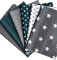 babrause® Stoffpaket Patchwork Baumwollstoffe 12 x (25x35cm) (Petrol Grau Weiß)
