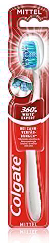 Colgate Zahnbürste 360° White Expert mittel, 1 Stück - Handzahnbürste bei Zahnverfärbungen mit Polierlamellen