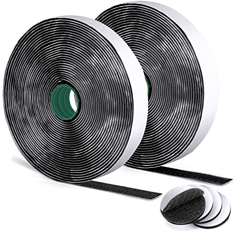 MOSOTECH Klettband Selbstklebend, 8M Klettverschluss mit Extra Stark Doppelseitig Klebende (20mm Breit), Flauschband und Hakenband, mit 4 Klebepads, Schwarz
