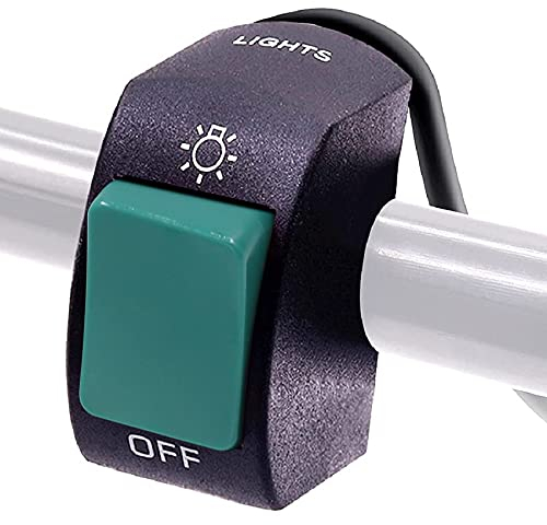 Ourbest Lenkerschalter 12V 7/8 22mm ON OFF Druckknopf für Fahrrad Motorrad Roller Scheinwerfer Nebelscheinwerfer Fahrleuchte Kippschalter Grün