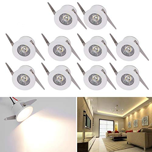 Elitlife Mini LED Einbaustrahler 10X 1W mit Trafo Stecksystem Einbauspot Deckenspots Einbauleuchten Einbaurahmen (Kaltweiß rund) [Energieklasse A+++] (Stil 3, Warmweiß)