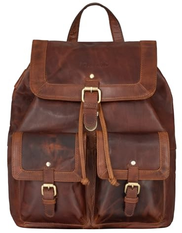 STILORD Nora Großer Lederrucksack Vintage Hochwertiger Daypack 13.3 Zoll Rucksack-Handtasche für Schule Office Uni Freizeit Büro Echtes Leder für Damen und Herren Farbe:Florida - braun