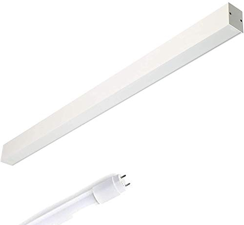 ELG LED Pendelleuchte Aufbauleuchte 120cm mit opaler Abdeckung 15 Watt 1800 Lumen LED Glas Röhre 6500K Tageslicht Büroleuchte Deckenleuchte Designleuchte Anbauleuchte Rasteranbauleuchte