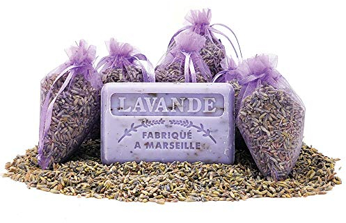 Provence-Geschenkset: Lavendelblütenseife und sechs Lavendelsäckchen – Hergestellt und Geerntet in der Provence
