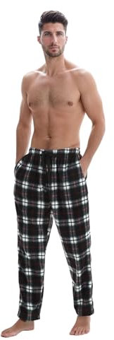 SaneShoppe Pantaloni invernali da uomo in pile termico, caldi, comodi, taglie M-3XL, confezione da 1 o 3 pezzi, morbidi indumenti da casa a quadri, soffici, 2 tasche, con coulisse, pigiama da uomo,