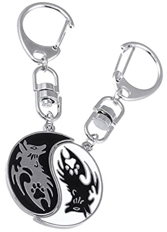 Holibanna Black and White Tai Chi Loup Porte-CléS En Alliage De Zinc Pendentif Vintage LéGer Compact Pour CléS Cadeau Attentionné Pour Enfants CollèGues