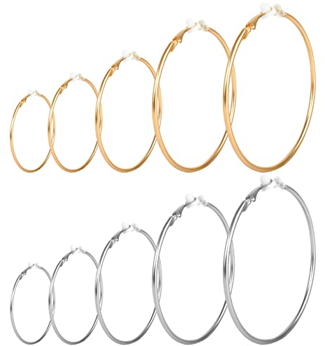 Anruyi 10 Paar Ohrringe, Creolen, Kreolen, große Reifen, Schmuck, modisch, schick, klassisch, Ohrhänger für Frauen und Mädchen, Metall