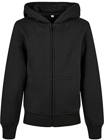 Build Your Brand Kinder Kapuzenjacke Organic Basic Kids Zip Hoody, Hoodie mit Reißverschluss für Jungen und Mädchen, 100% Bio-Baumwolle